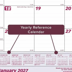 Brownline Monthly Desk Pad Calendar, 22 x 17, White/Burgundy Sheets, Black Binding, Clear Corners, 12-Month (Jan to Dec): 2027, 2027 Calendar
