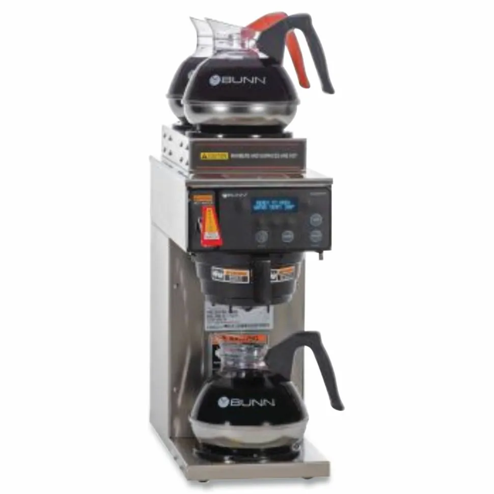 BUNN AXIOM DV-3 12-Cup Dual-Voltage Coffee Brewer with 3 Warmers, Silver/Black