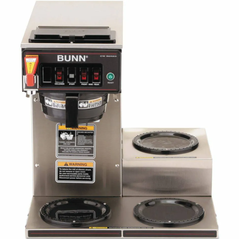 BUNN CWTF-3 Three Burner Automatic Coffee Brewer, 12-Cup, Black/Stainless Steel