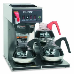 BUNN CWTF-3 Three Burner Automatic Coffee Brewer, 12-Cup, Black/Stainless Steel