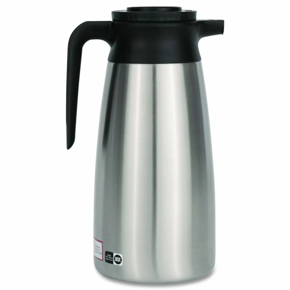 BUNN Thermal Vacuum Pitcher, 64 oz, Stainless Steel/Black