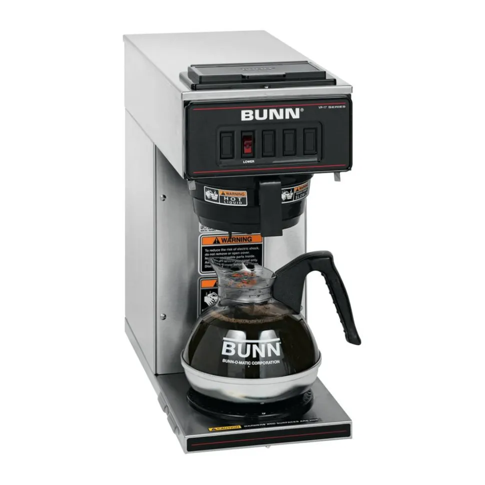 BUNN VP17-1 12-Cup Commercial Pourover Coffee Brewer, Stainless Steel/Black