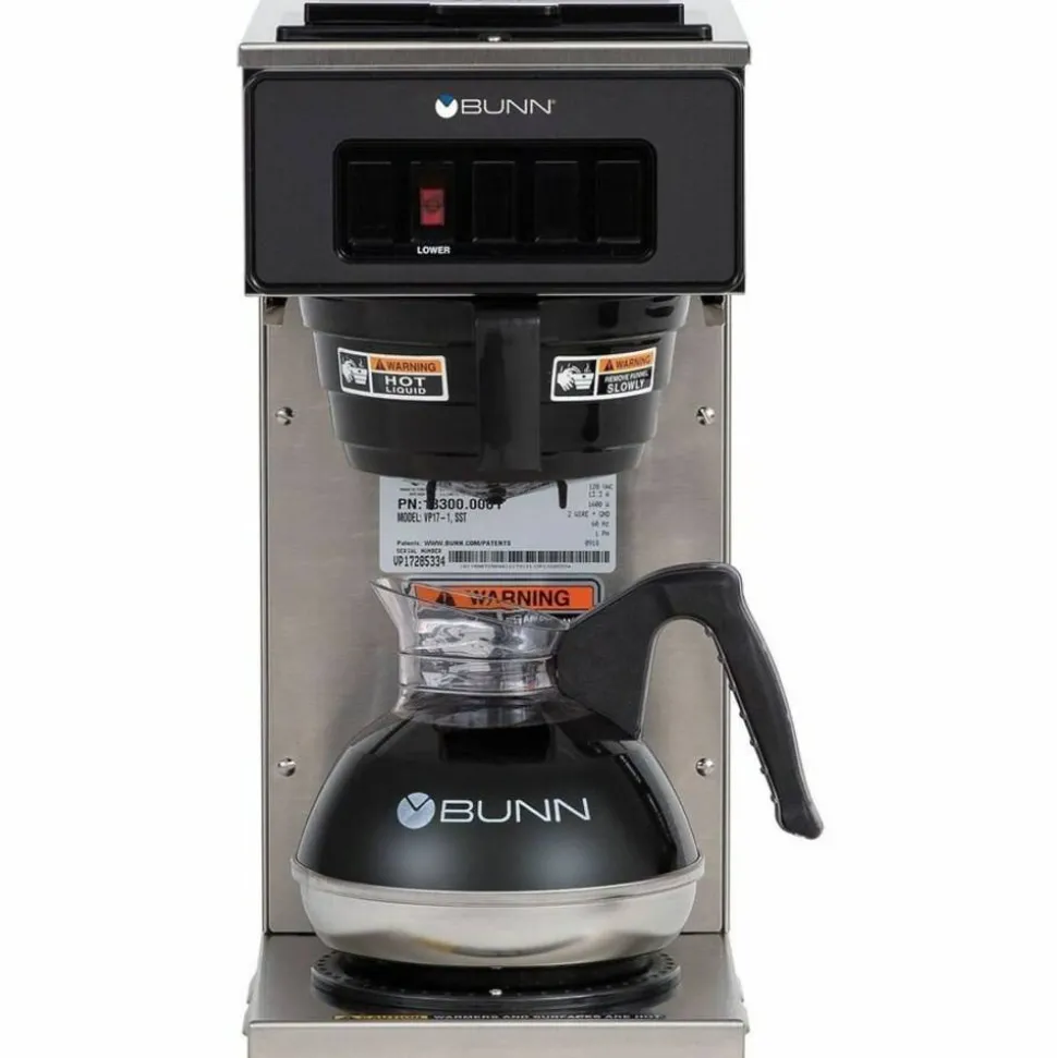 BUNN VP17-1 12-Cup Commercial Pourover Coffee Brewer, Stainless Steel/Black