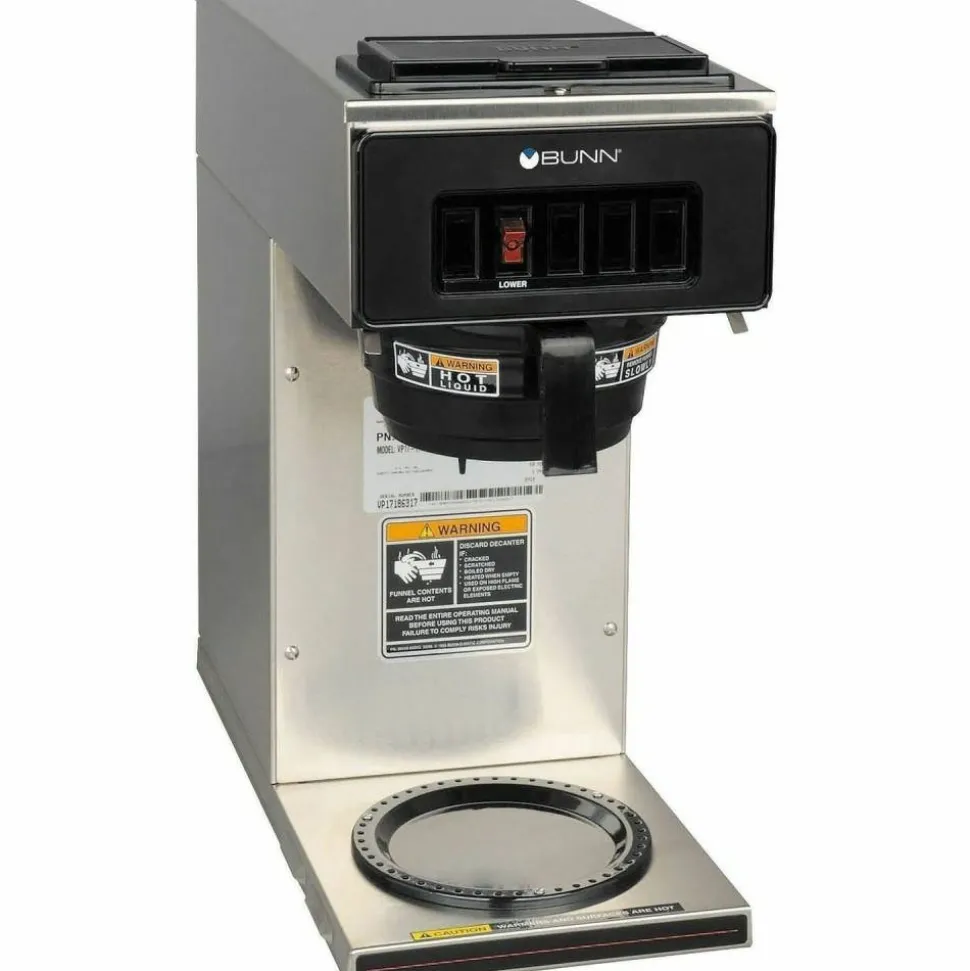 BUNN VP17-1 12-Cup Commercial Pourover Coffee Brewer, Stainless Steel/Black