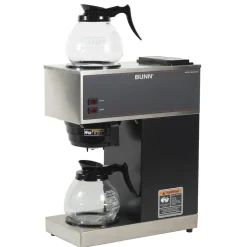 Bunn VPR 12-Cup Commercial Pourover Coffee Brewer With 2 Glass Decanters, Black/Stainless Steel