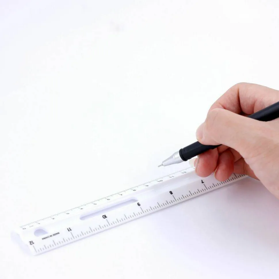Business Source 12" Ruler - 12" Length x 1.3" Width - 1/16 Graduations - Metric, Imperial Measuring System - Plastic - White - 1 Each
