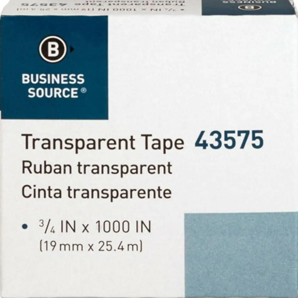 Business Source All-purpose Transparent Glossy Tape - 0.75" Width x 83.33 ft Length - 1" Core - 12 / Pack - Clear