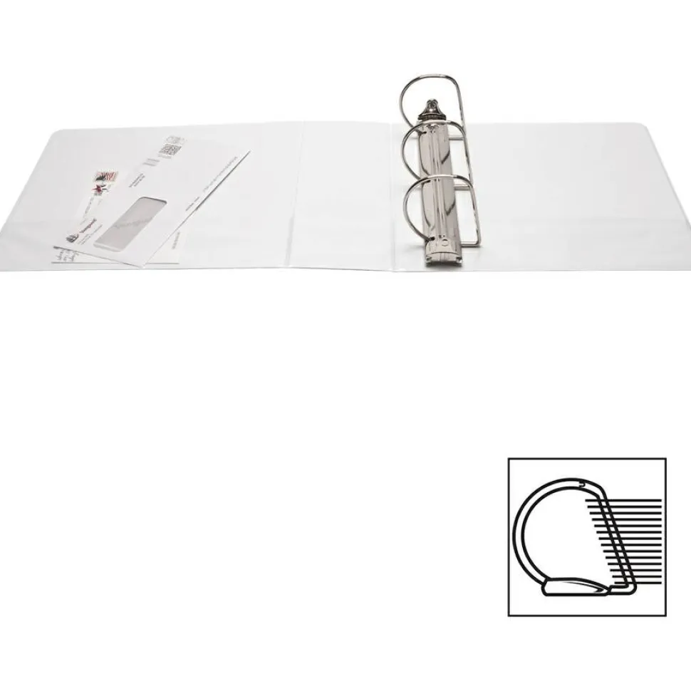 Business Source Basic D-Ring White View Binders - 4" Binder Capacity - D-Ring Fastener(s) - Polypropylene - White - 1.75 lb - 1 / Each