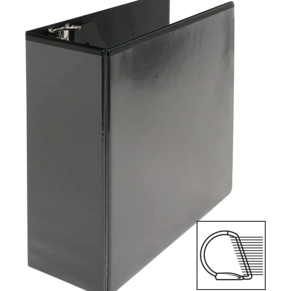 Business Source Basic D-Ring View Binders - 4" Binder Capacity - Letter - 8 1/2" x 11" Sheet Size - D-Ring Fastener(s) - Polypropylene - Black - 1 / Each