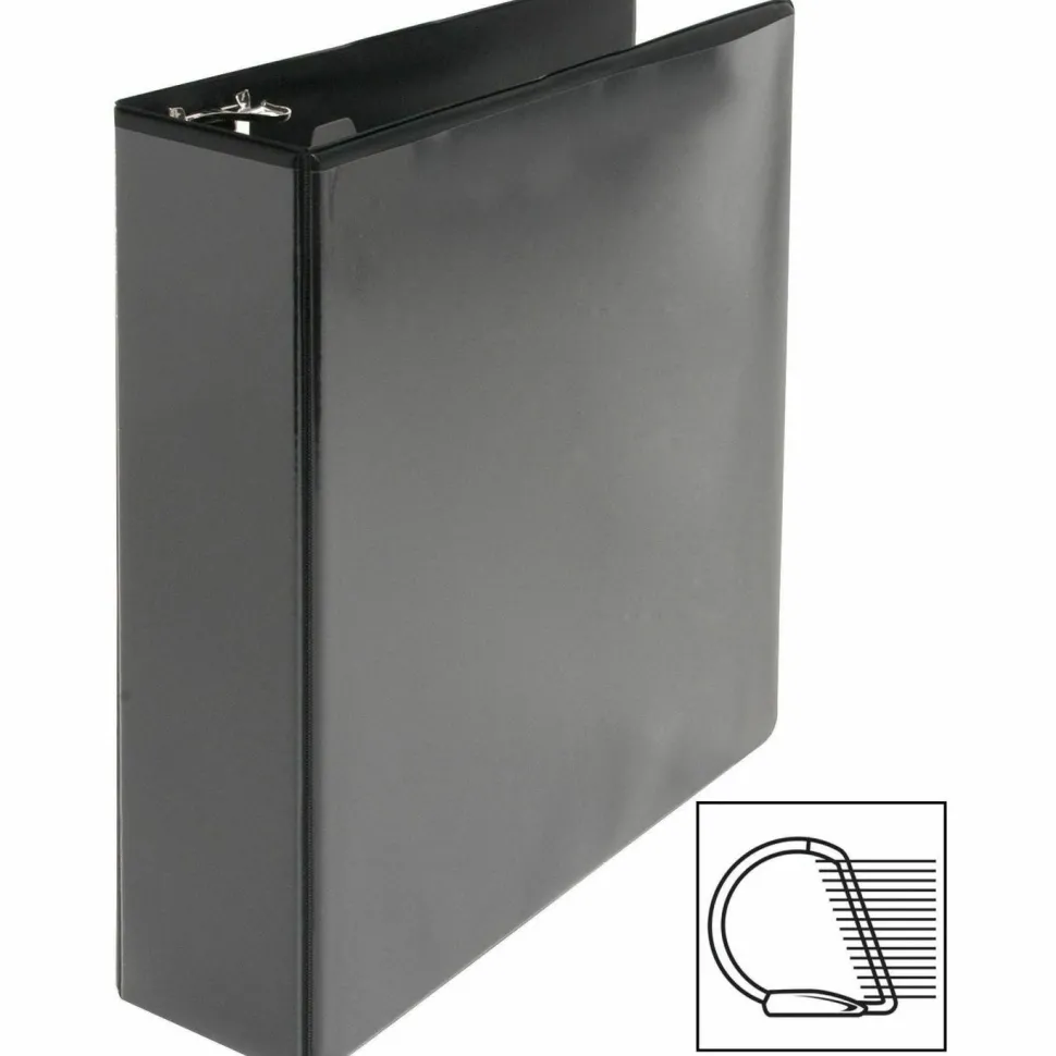 Business Source Basic View 3-Ring Binder, 2" D-Rings, Black