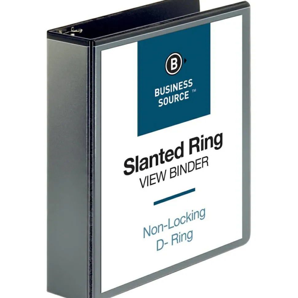 Business Source Basic View 3-Ring Binder, 2" D-Rings, Black