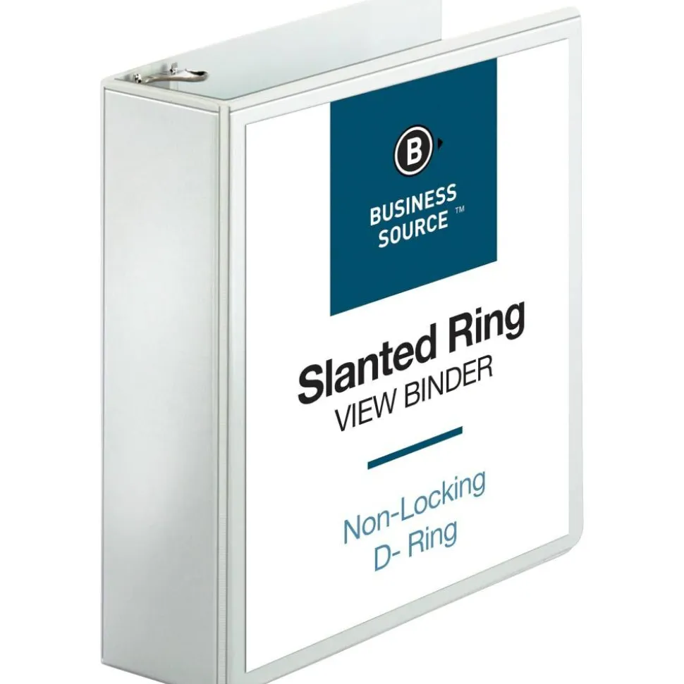 Business Source Basic View 3-Ring Binder, 3" D-Rings, White