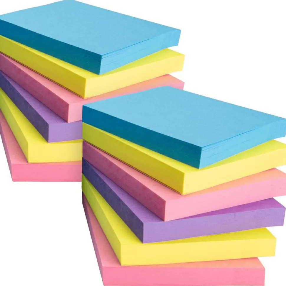Business Source Extreme Color Adhesive Notes - 100 Sheets, 18 Pads, 3"x 3" - Square - Assorted - 36615