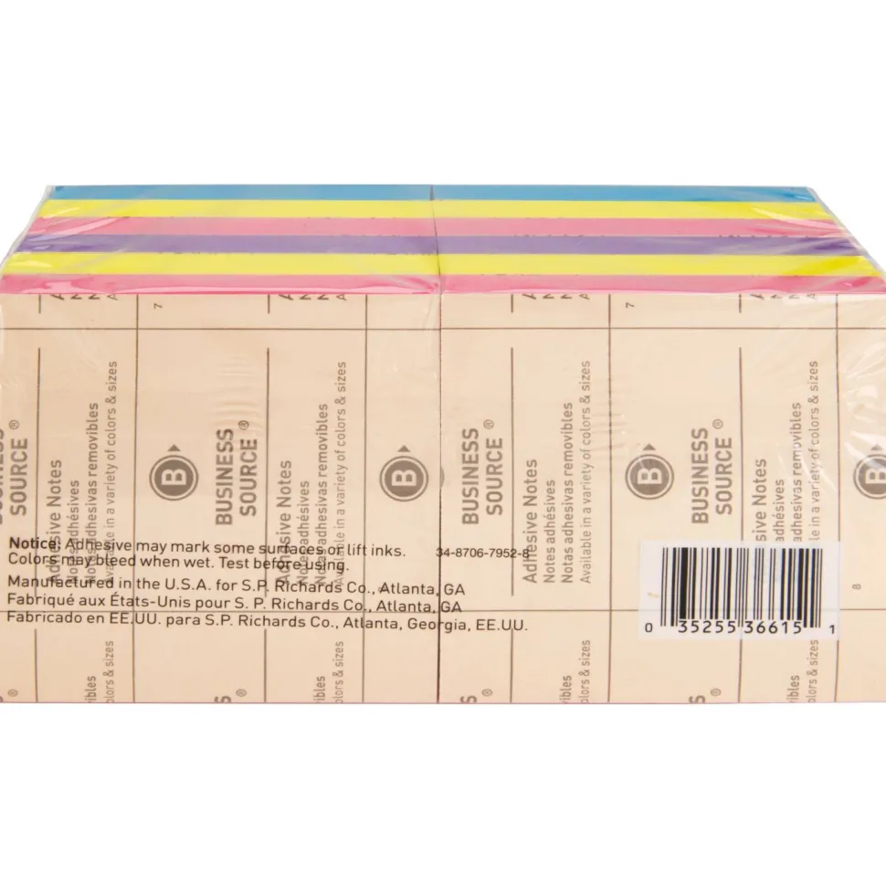 Business Source Extreme Color Adhesive Notes - 100 Sheets, 18 Pads, 3"x 3" - Square - Assorted - 36615