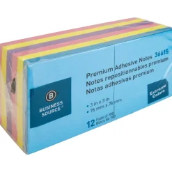 Business Source Extreme Color Adhesive Notes - 100 Sheets, 18 Pads, 3