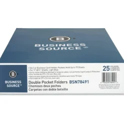 Business Source Letter Recycled Pocket Folders, 8 1/2" x 11", 100 Sheet Capacity, 2 Inside Front & Back Pockets, 78491, Box Of 25