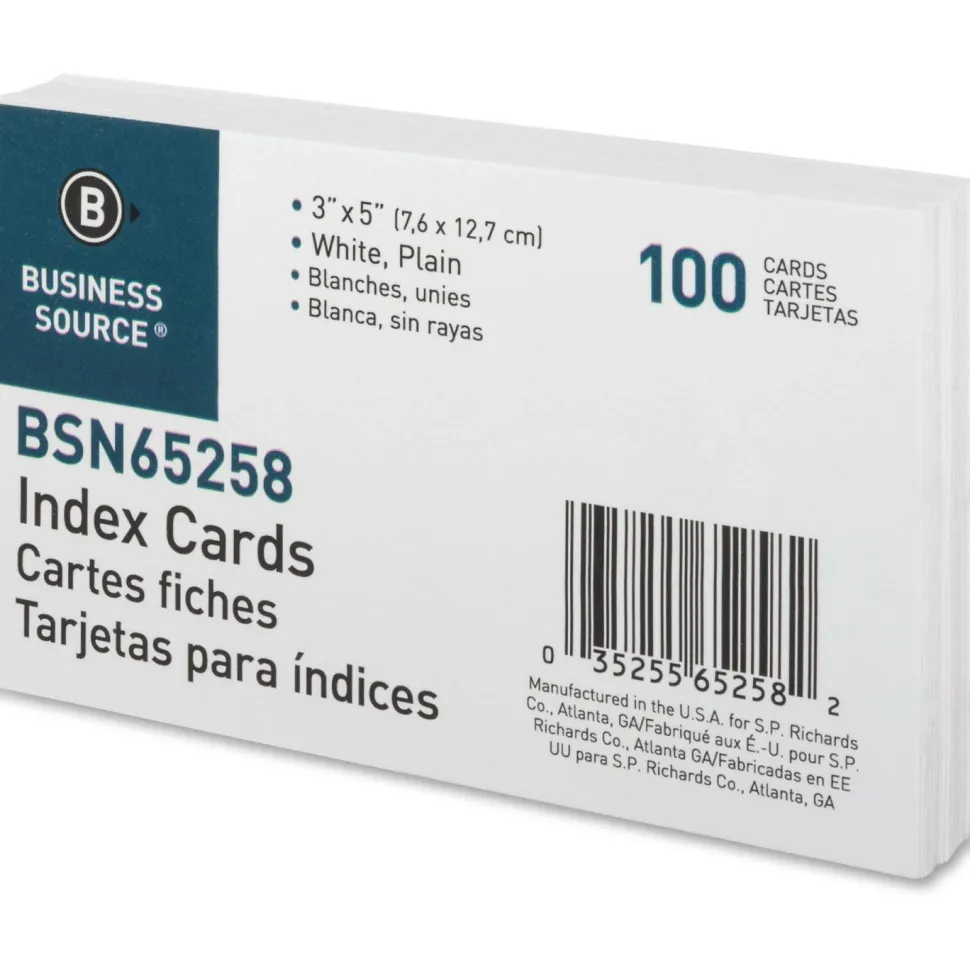 Business Source Plain Index Cards - 5" Width x 3" Length - 100 / Pack