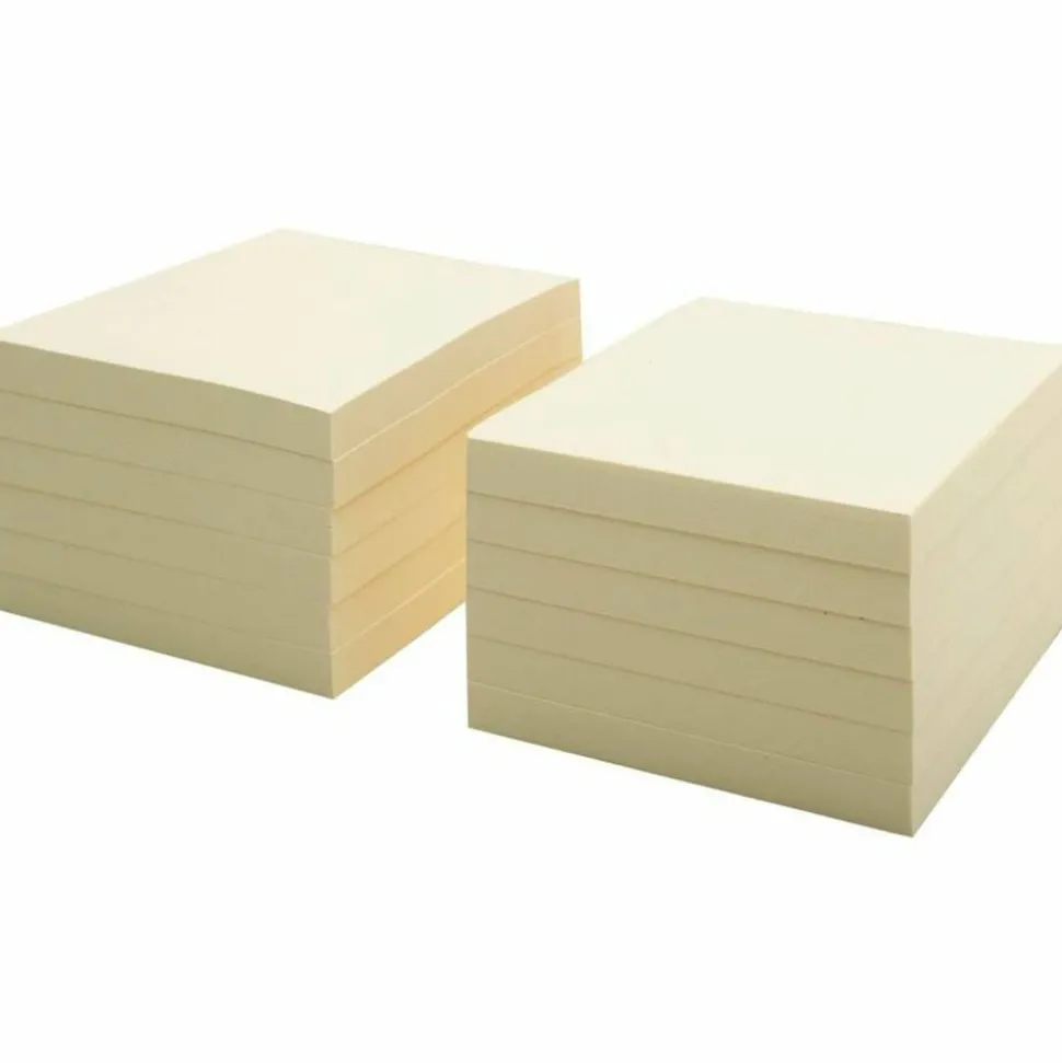 Business Source Repositionable Adhesive Notes - 3" x 3" - 100 Sheets - Square - Yellow, 12/Pack
