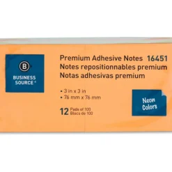 Business Source Repositionable Neon Notes - 3
