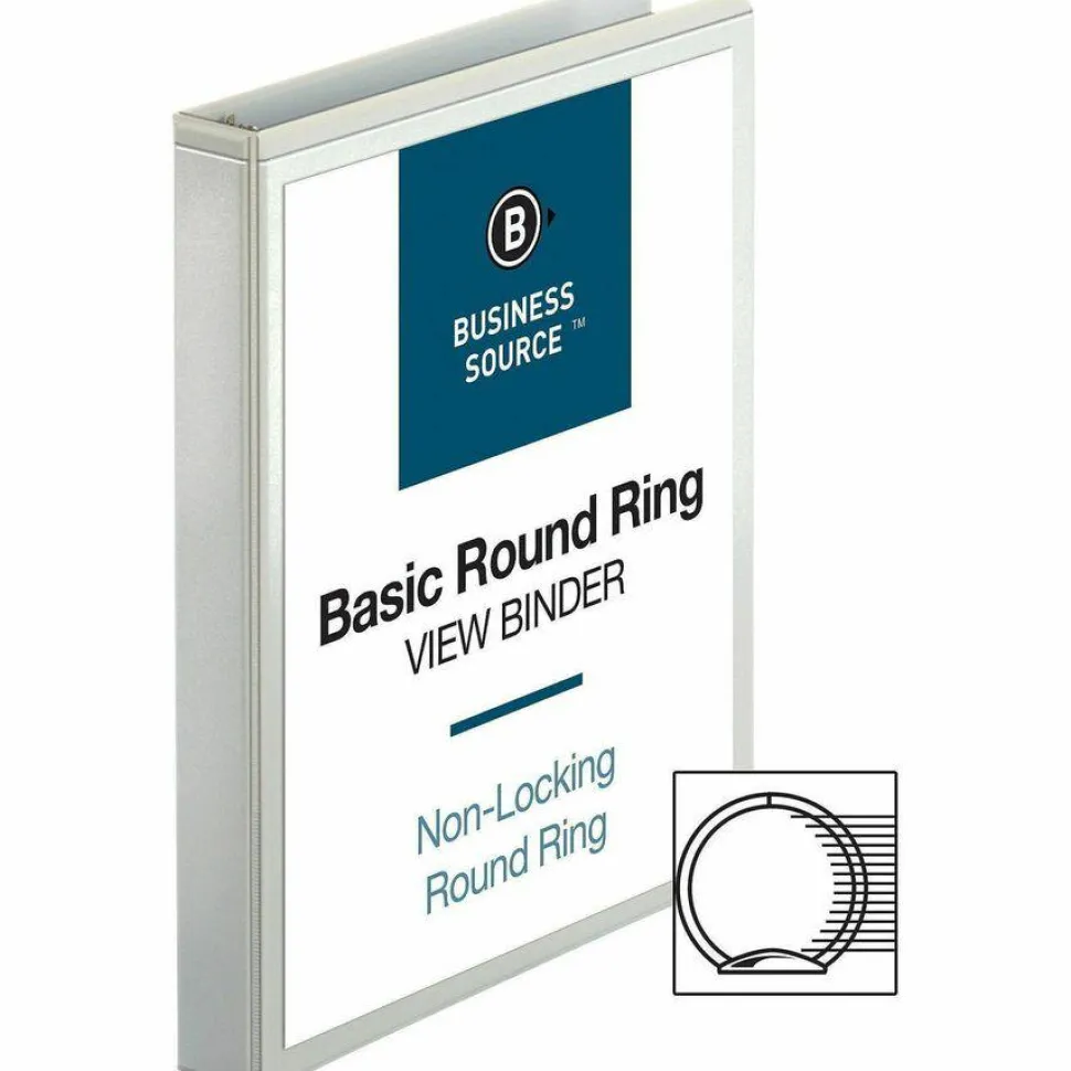 Business Source Round-ring View Binder - 1" Binder Capacity - Letter - 8 1/2"x11" Sheet Size - Round Ring Fastener(s) - 09953CT