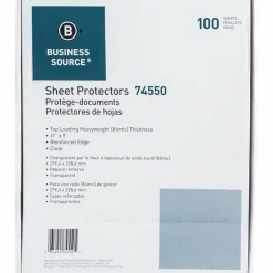 Business Source Top-Loading Sheet Protectors, 8-1/2" x 11", 3.3-mil, Clear, Box Of 100 Protectors