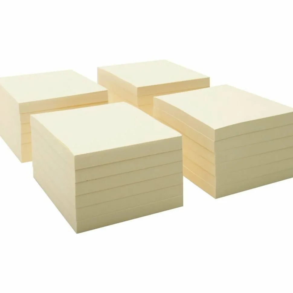 Business Source Yellow Repostionable Adhesive Notes - 3" x 3" - 100 Sheets - Square - Yellow, 24/Pack