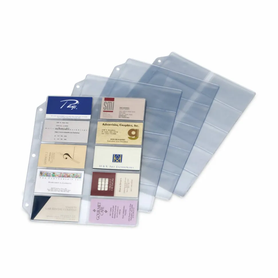 Business Collection Card File Binder Refill Pages, 8 1/2" x 11", Pack Of 10