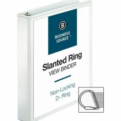 Business Source Basic D-Ring White View Binders, 1 1/2" Ring, 8 1/2" x 11", White