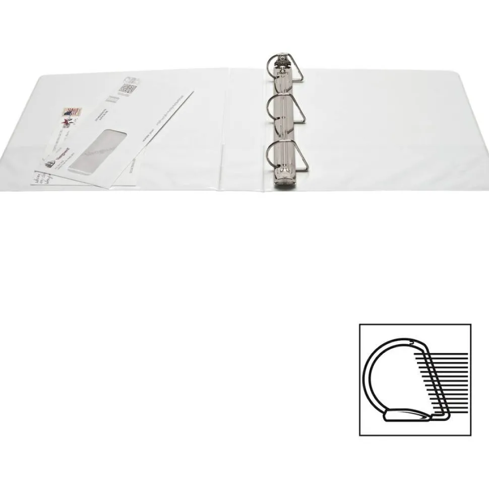 Business Source Basic D-Ring White View Binders, 1 1/2" Ring, 8 1/2" x 11", White