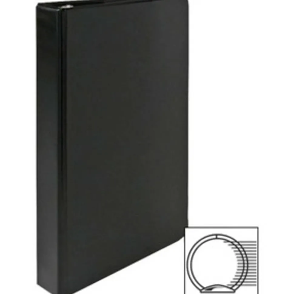 Business Source Basic 3-Ring Binder, 1" Round Rings, Black, 28523