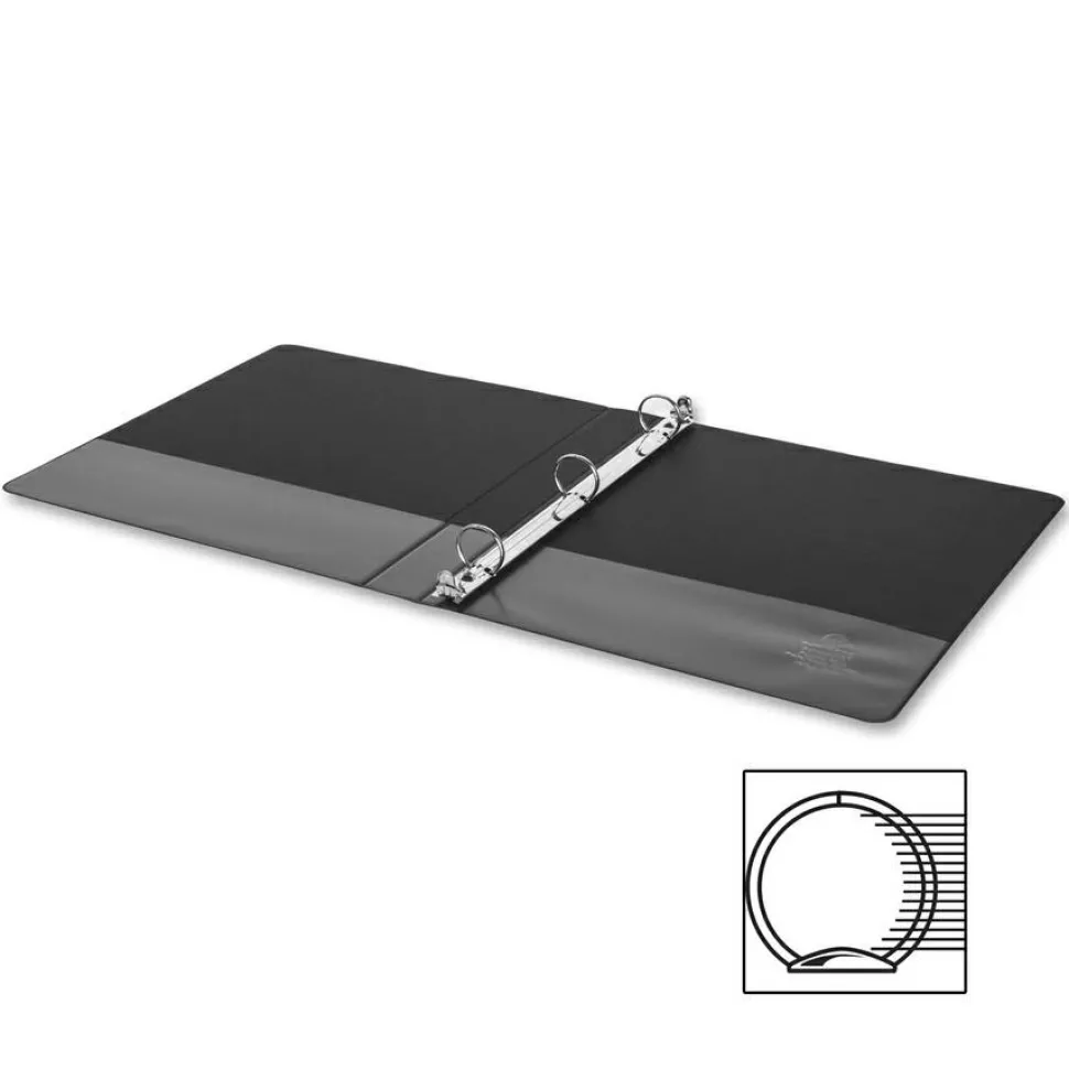 Business Source Basic 3-Ring Binder, 1" Round Rings, Black, 28523