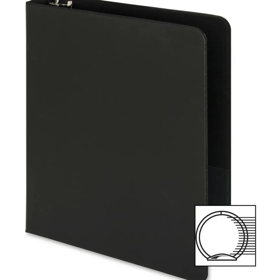 Business Source Basic 3-Ring Binder, 1" Round Rings, Black, 28523