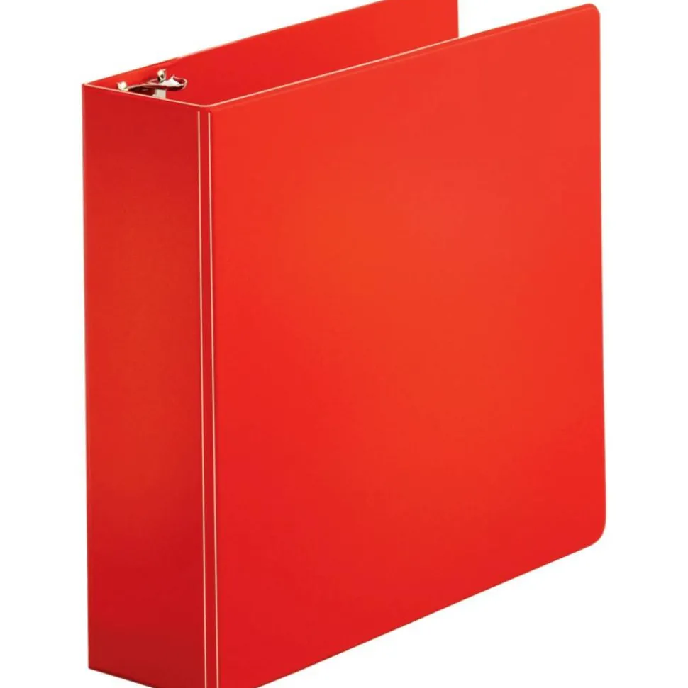Business Source Basic Round Ring Binders - 3" Binder Capacity - Round Ring Fastener(s) - Vinyl - Red - 1.68 lb - Recycled - 1 / Each