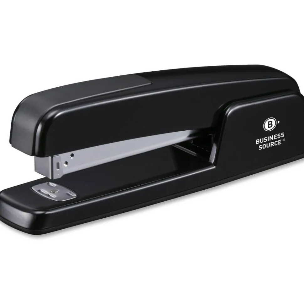 Business Source Die-cast Stapler - Staples Upto 20 Sheet - Holds Upto 210 Staple - Full Strip - Top Loading - Black - Die-cast - 1 Each
