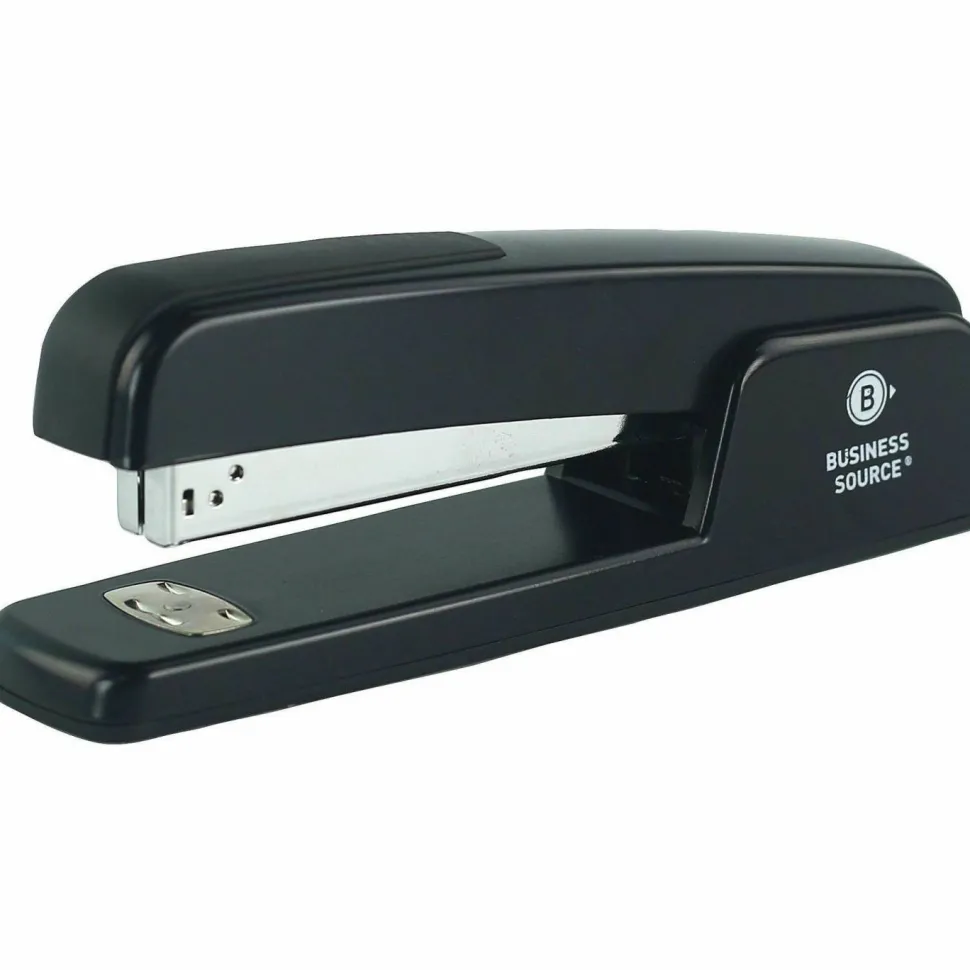 Business Source Die-cast Stapler - Staples Upto 20 Sheet - Holds Upto 210 Staple - Full Strip - Top Loading - Black - Die-cast - 1 Each