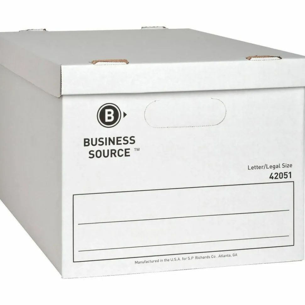 Business Source Economy Storage Box with Lid - External Dimensions: 12"x 15" Depth x 10" - 350 lb - Media Size Supported: Legal, Letter - 42051