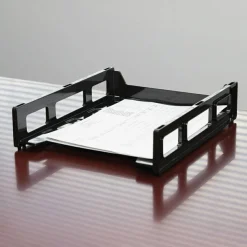 Business Source Front-Load Stackable Letter Tray - Desktop - Stackable - 25% Recycled - Black - Plastic - 1 Each