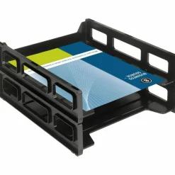 Business Source Front-Load Stackable Letter Tray - Desktop - Stackable - 25% Recycled - Black - Plastic - 1 Each