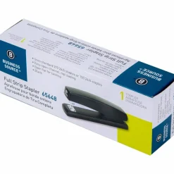 Business Source Full-Strip Desktop Stapler - Staples Upto 20 Sheet - Holds Upto 210 Staple - Full Strip - 3.50" Throat Depth - Black - Metal, Plastic