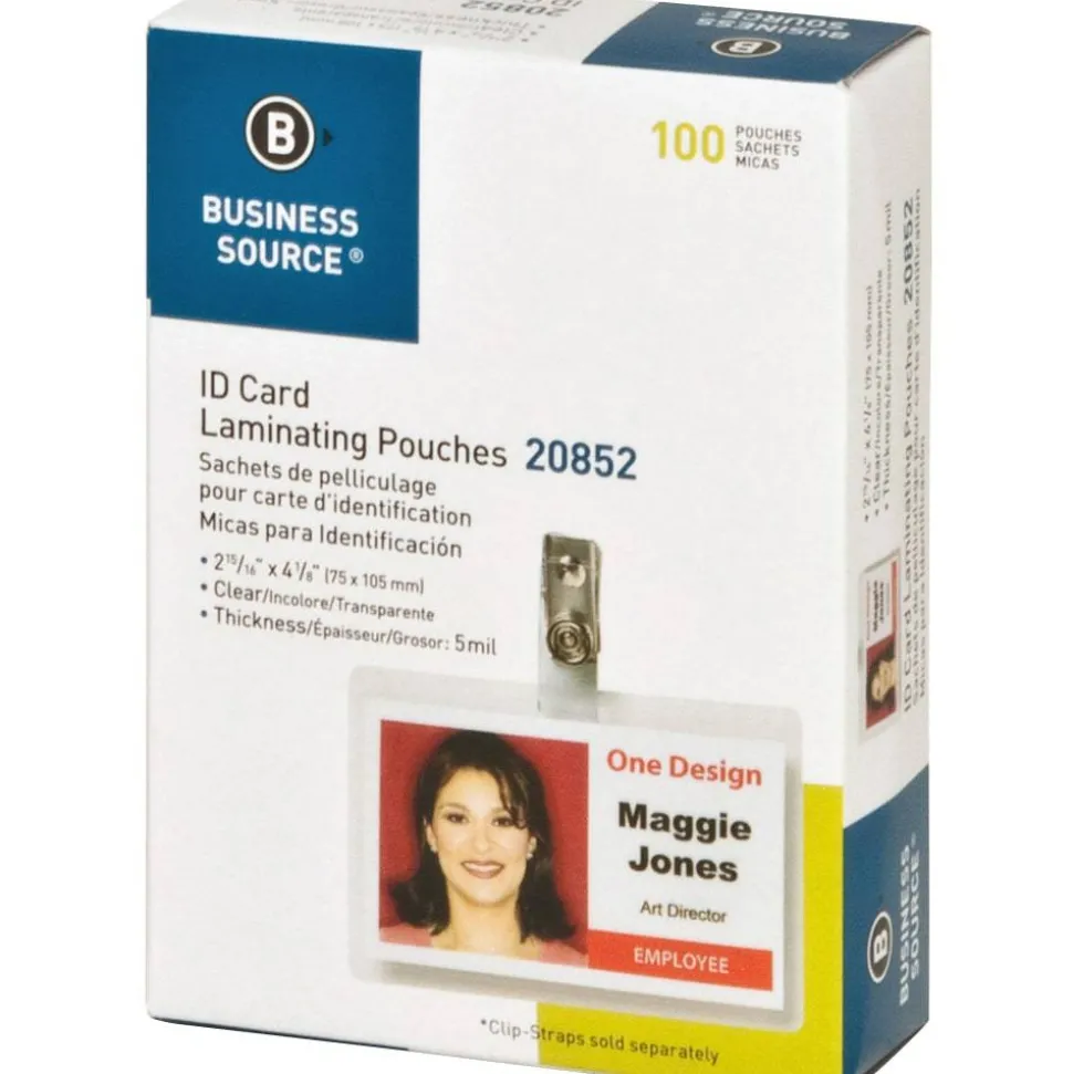Business Source Government ID Laminating Pouches - 2.94"x 4.13"x5 mil Thickness - 20852, 12/Pack