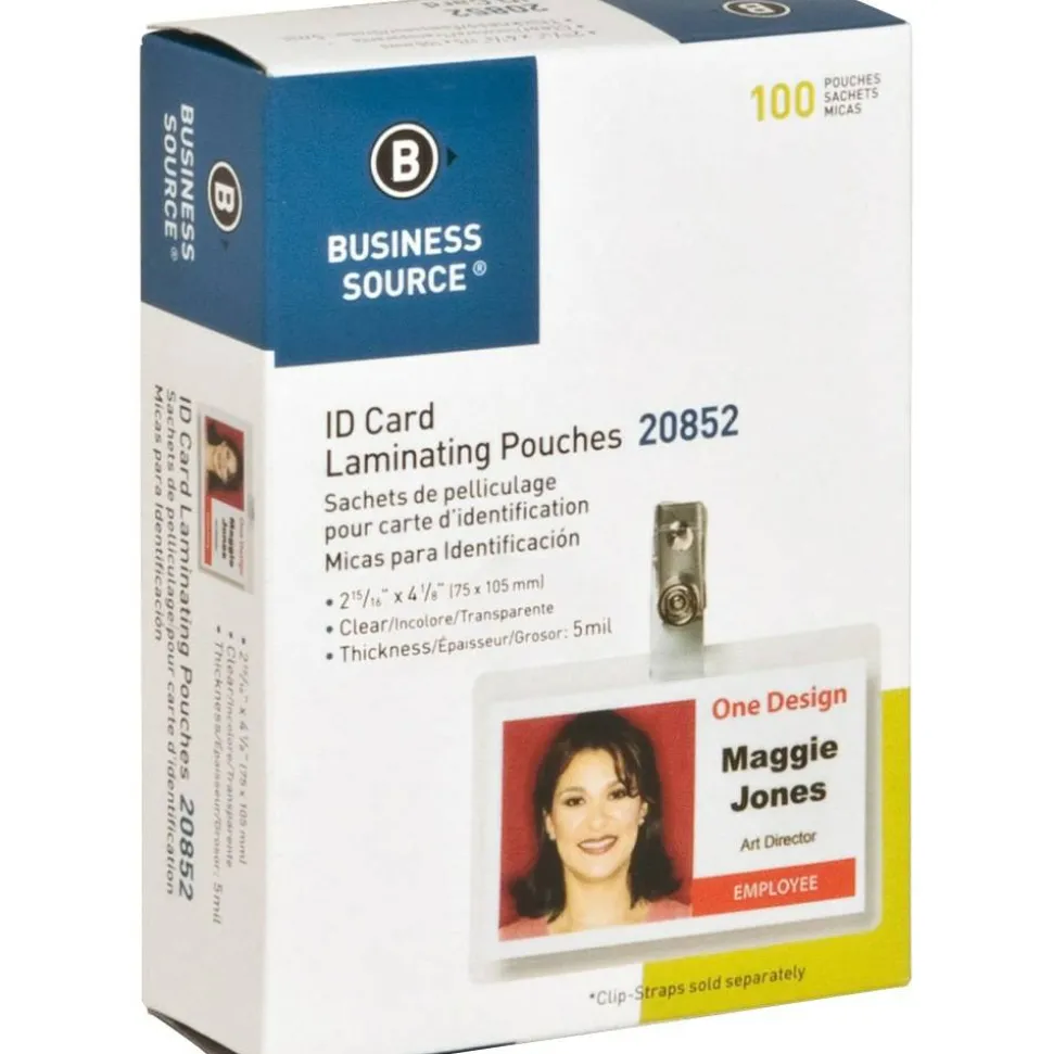 Business Source Government ID Laminating Pouches - 2.94"x 4.13"x5 mil Thickness - 20852, 12/Pack