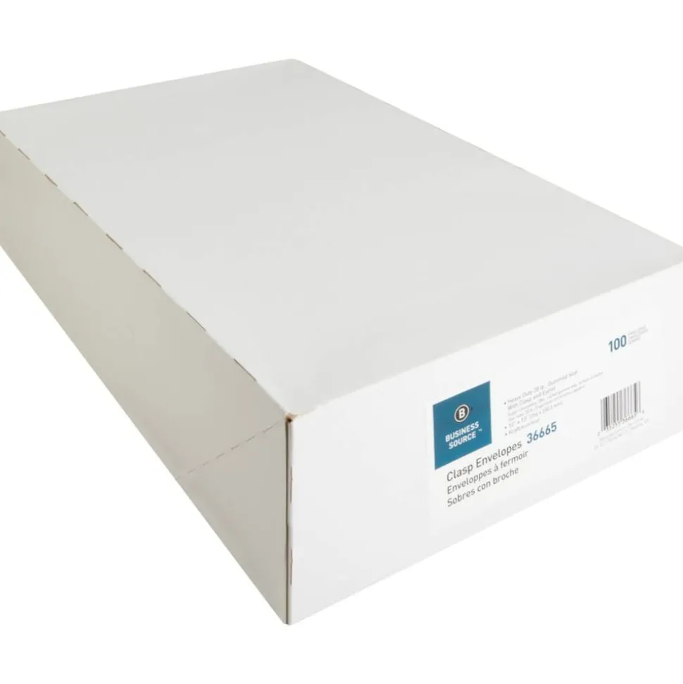 Business Source Heavy-duty Clasp Envelopes - Clasp - #97 - 10" Width x 13" Length - 28 lb - Clasp - Kraft - Kraft - 100 / Box