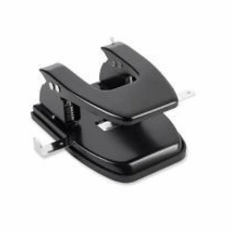 Business Source Heavy-duty Hole Punch - 2 Punch Head(s) - 30 Sheet of 20lb Paper - 1/4" Punch Size - Black