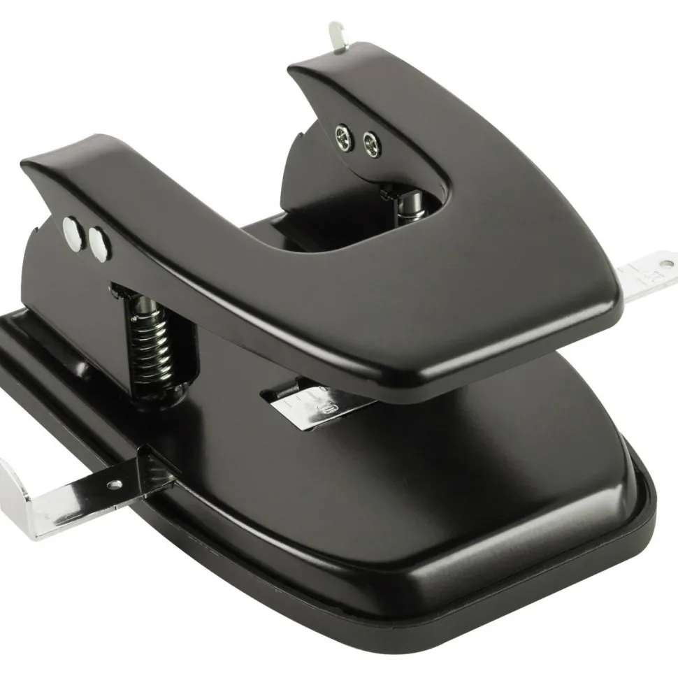 Business Source Heavy-duty Hole Punch - 2 Punch Head(s) - 30 Sheet of 20lb Paper - 1/4" Punch Size - Black