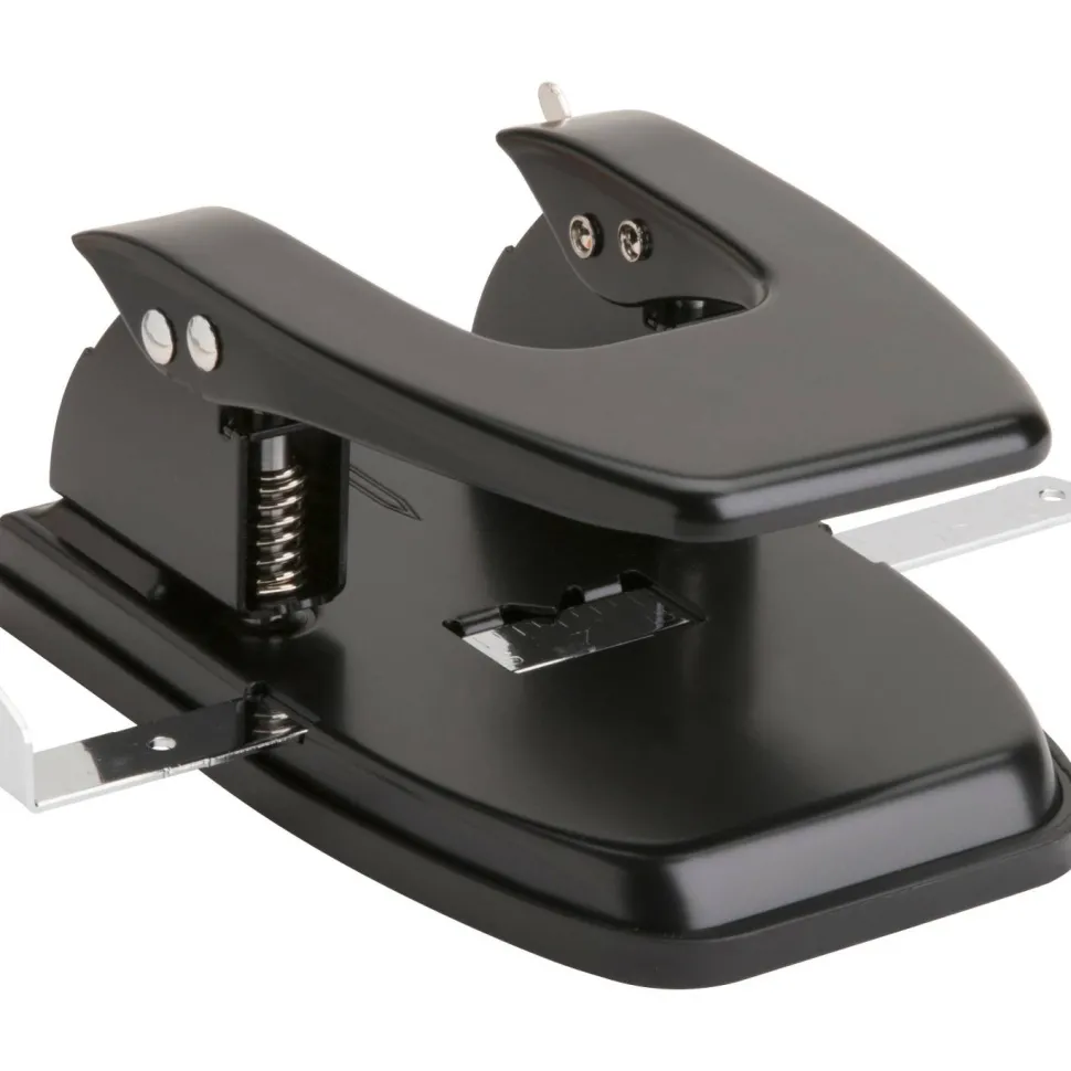 Business Source Heavy-duty Hole Punch - 2 Punch Head(s) - 30 Sheet of 20lb Paper - 1/4" Punch Size - Black