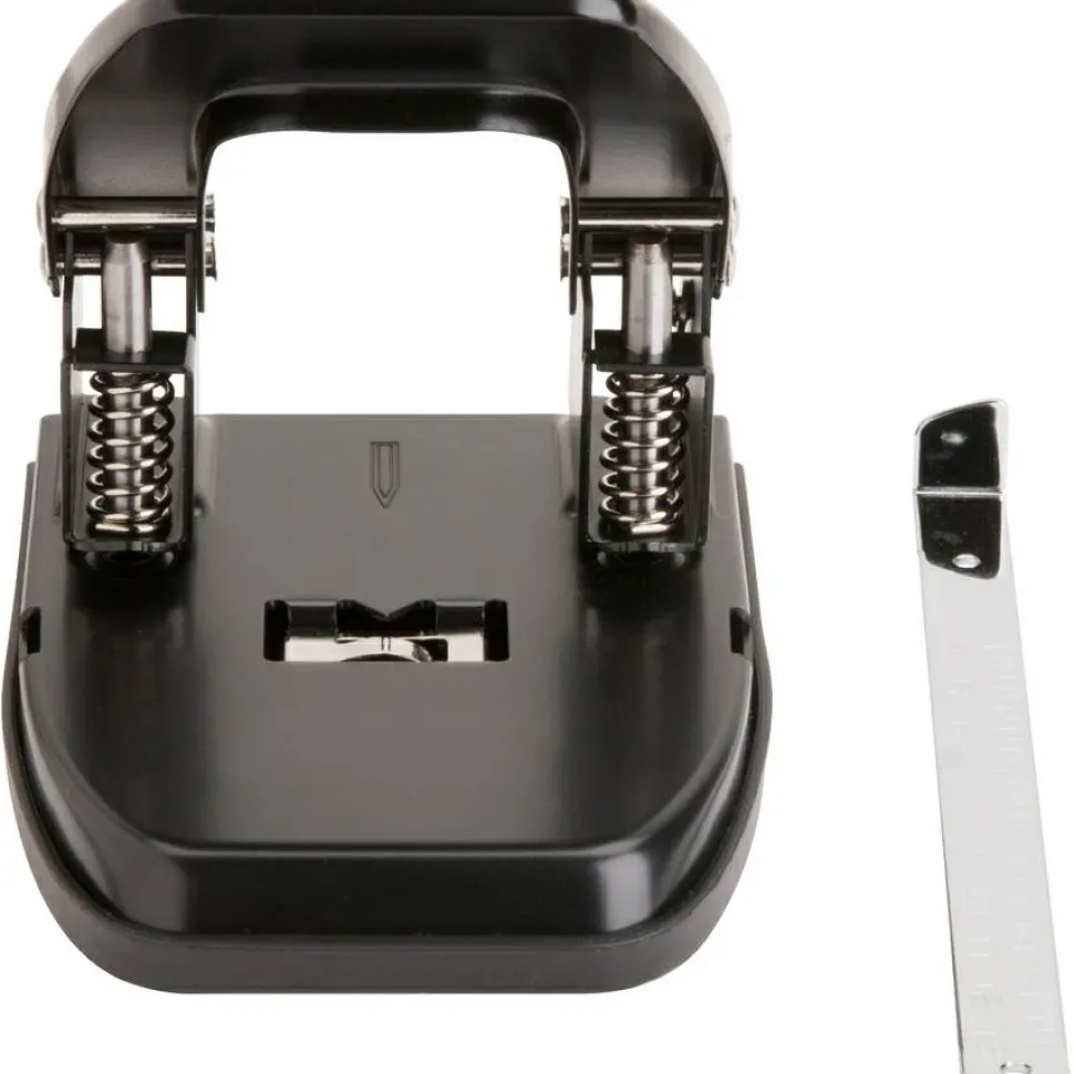 Business Source Heavy-duty Hole Punch - 2 Punch Head(s) - 30 Sheet of 20lb Paper - 1/4" Punch Size - Black
