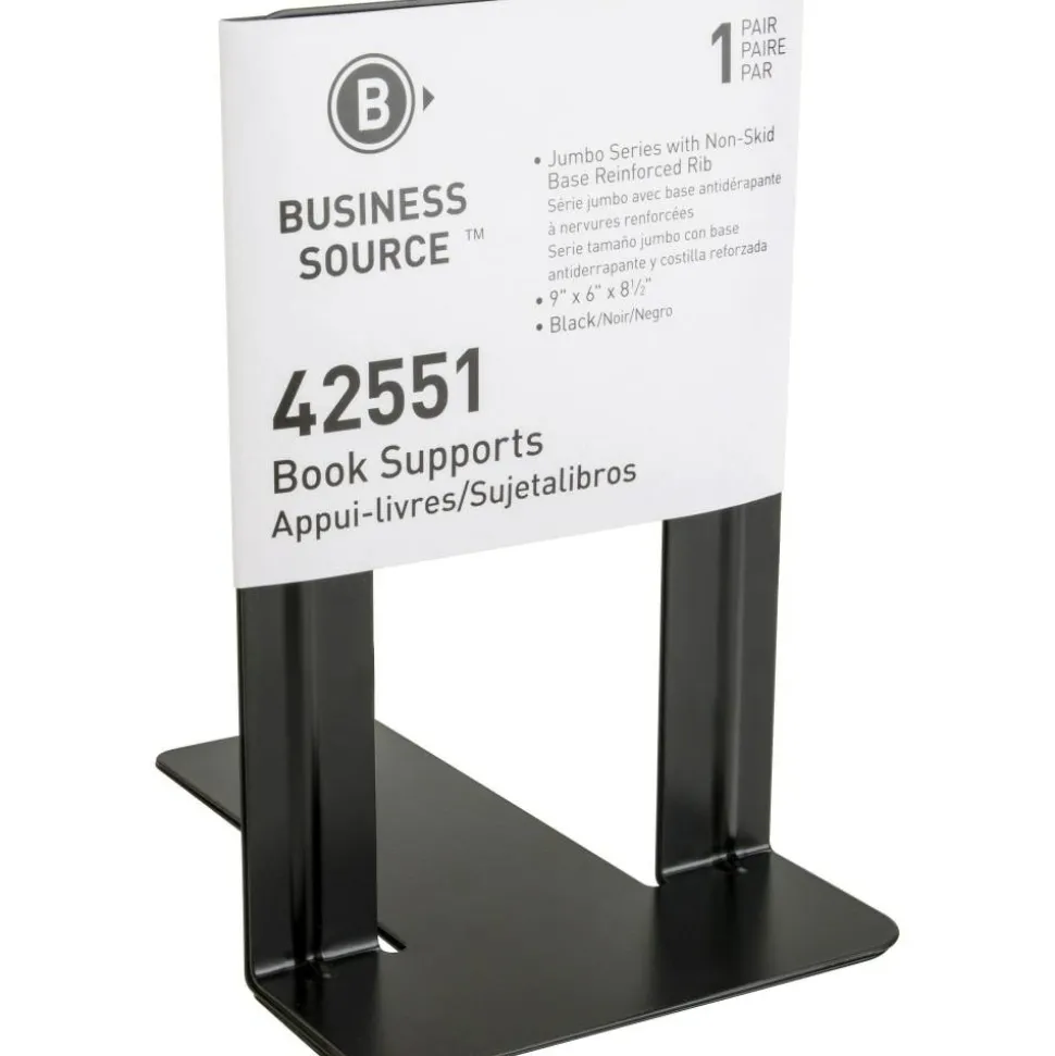 Business Source Heavy-gauge Steel Book Supports - 8.50"x9"x 6" Depth - Desktop - Non-skid Base, Scratch Resistant, Stain Resistant - 42551