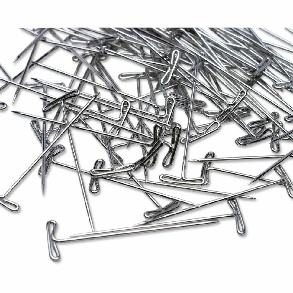 Business Source High Quality Steel T-pins - 0.56" Head - 2" Length x 0.6" Width - Silver - Steel - 1 Box