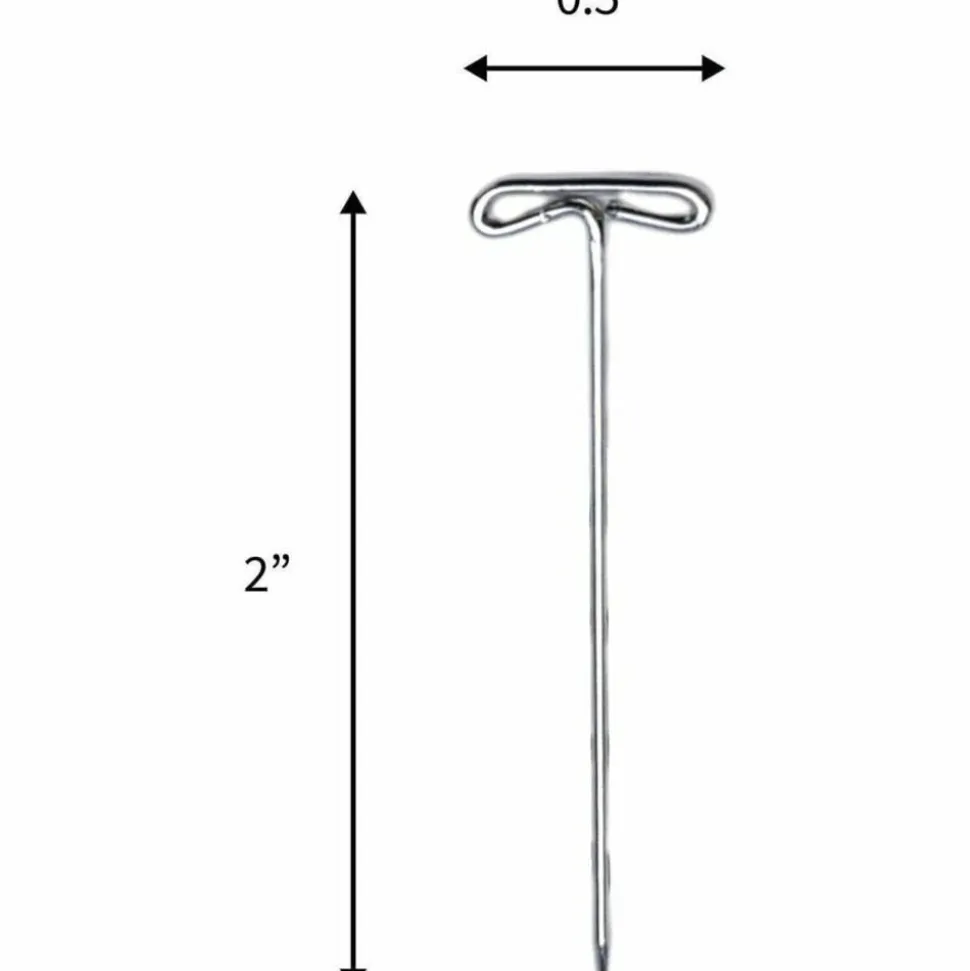 Business Source High Quality Steel T-pins - 0.56" Head - 2" Length x 0.6" Width - Silver - Steel - 1 Box