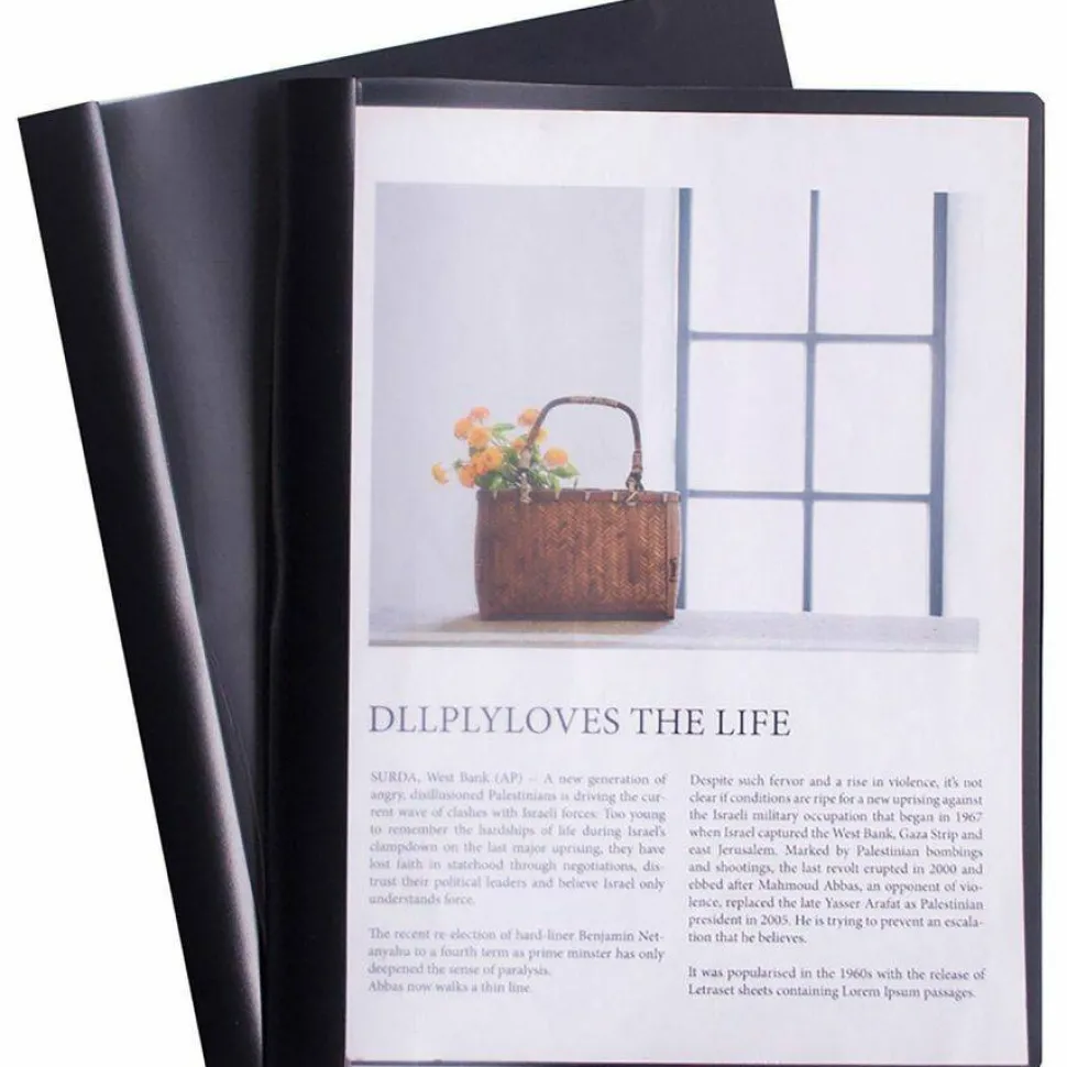 Business Source Letter Report Cover - 1/2" Folder Capacity - 8 1/2" x 11" - 100 Sheets Capacity - 3x Prong Fastener(s) - Black - 25/Box - 78512